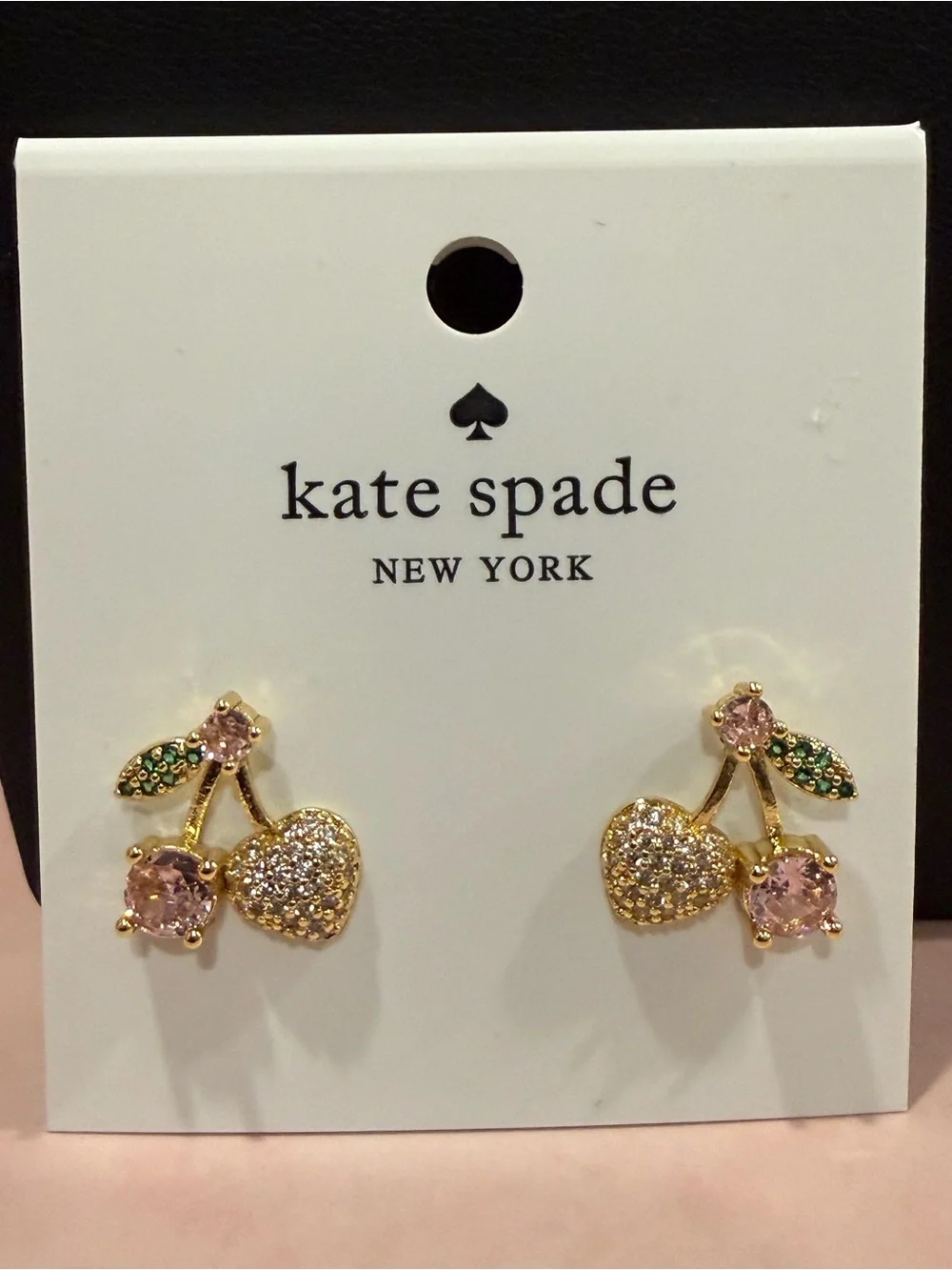 kate spade |♠️| Gold Plated & Pave Crystal Cherry Stud Earrings | Small